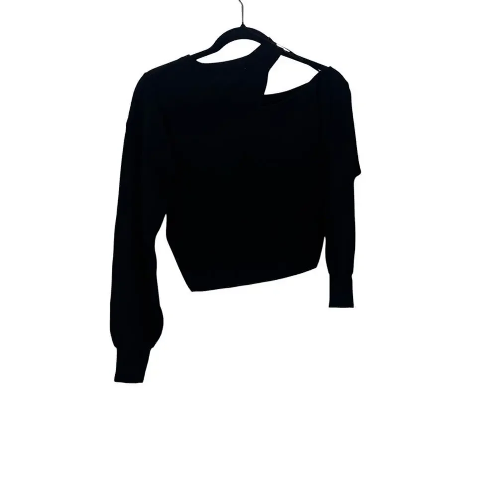 ASTR the Label Shoulder Cutout Sweater Knitted Long Sleeves Black Size XS NWT